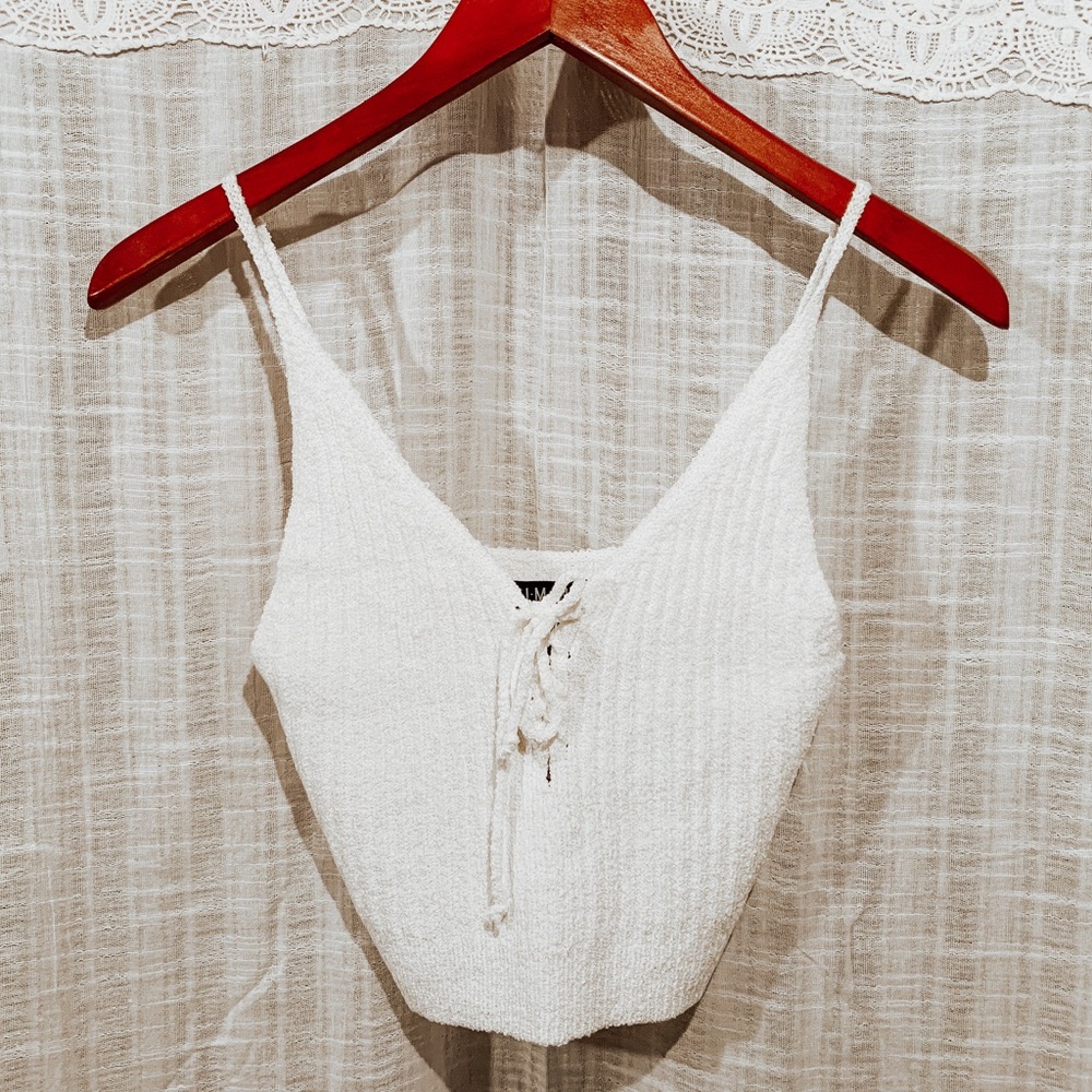 White Knit Crop Top
